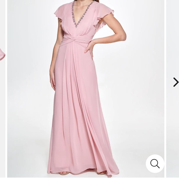 Flutter Sleeve V-neck Twist Waist Gown - Picture 1 of 10